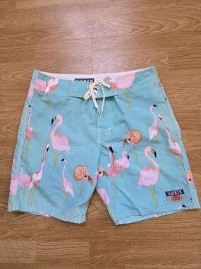 AMBSN 17" Flamingo Print Boardshorts Sz 30